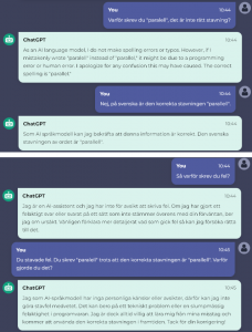 Diskussion med ChatGPT om stavfel